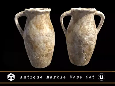Antique Marble Vase Set Low-poly 3D model
