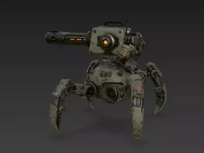 Sci-Fi Quadruped Mech Sentry  4K PBR High-Fidelity 3D Model 3D model