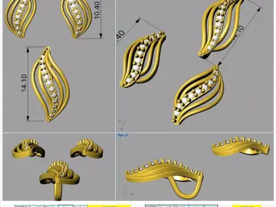 curve style earring pendent set 3D print model