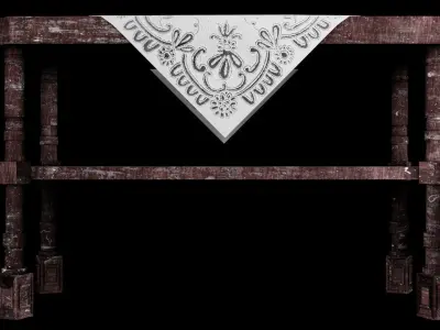 Antique table with lace cloth Low-poly 3D model