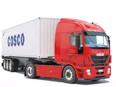 IVECO Stralis Hi-Way with 40ft Containers 3D model