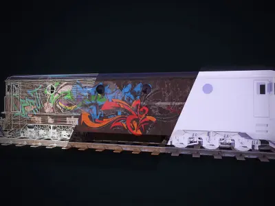 Vandalized Train Low-poly 3D model