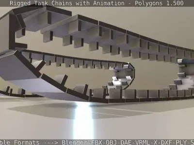 Rigged Tank Chains with Animation - 1 Low-poly 3D model