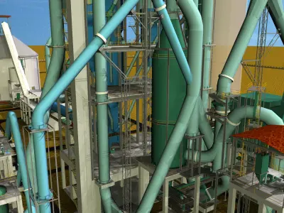 Cyclone Preheater Cement Plant Free 3D model