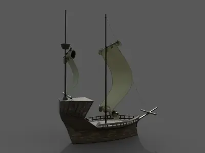 pirate ship Low-poly 3D model 10
