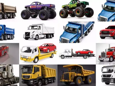 Truck Pack 32 Vehicles Food Garbage Fire Pickup Dump