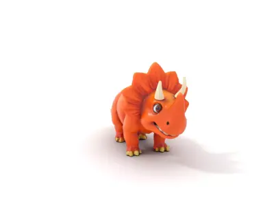 Orange Triceratops model pack Low-poly 3D model