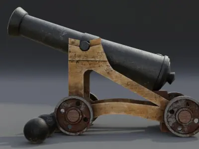 Cannon Low-poly 3D model 11