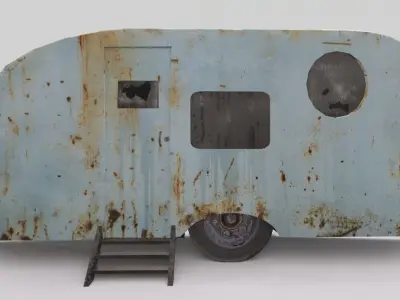 Abandoned Old Trailer Free low-poly 3D model