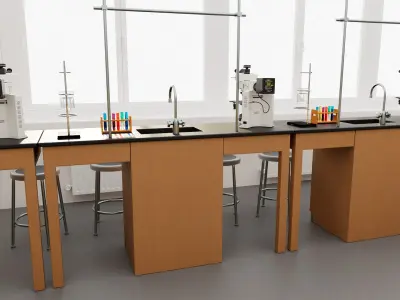 School Laboratory Interior with Modern Equipment 3D model