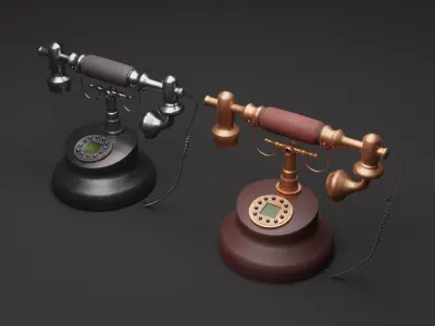 Antique Vintage Telephone Low-poly 3D model