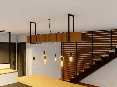 Industrial lamp - chandelier light 3D model