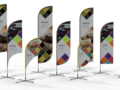 Banner Commercial Flags 3D model purchase