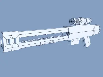 Railgun for games Low-poly 3D model