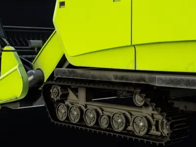 Rice Combine Harvester Green PBR 3D model