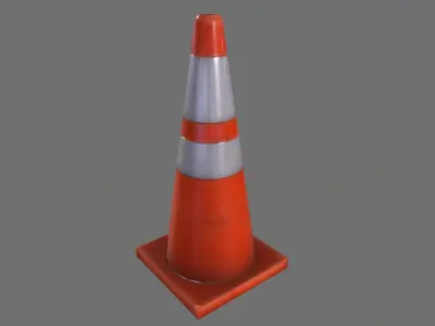 Road Cone Low-poly 3D model 2