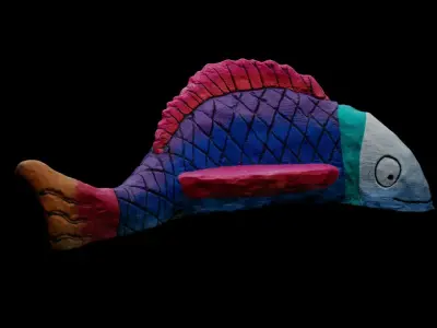 Painted Concrete fish seat Free 3D model