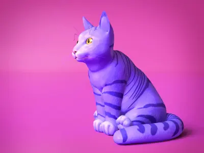 Cat cartoon character Low-poly 3D model