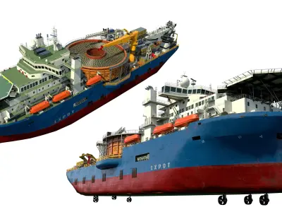 Cable Laying Vessel Low-poly 3D model