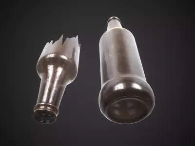 Broken bottle melee Low-poly 3D model