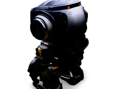Cute SciFi Robot Game Ready Low-poly 3D model