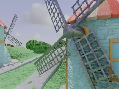 Whimsical Village Landscape 3D model purchase