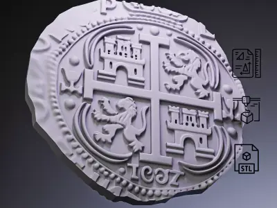 Gold Doubloon Coin Roz 3D print model