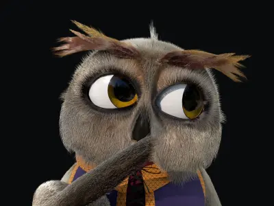 Cartoon Owl Rigged 3D model