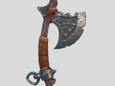 Fantasy Axe Low-poly 3D model 4