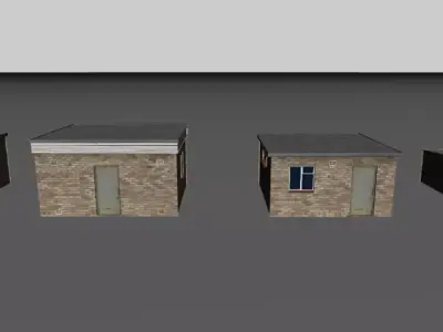 Game Ready 1960s Industrial Outbuildings Pack Low-poly 3D model