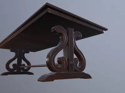 Table Game Ready Low poly 3D Model ornate Low-poly 3D model