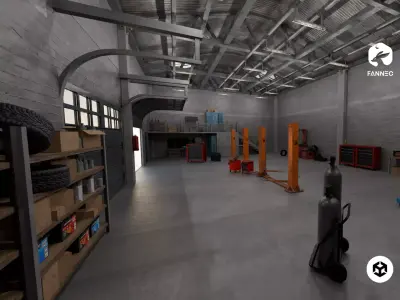 Modular - Industrial Garage - Unity Low-poly 3D model
