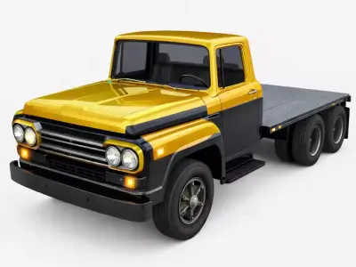 Early Vintage Flatbed Pickup Truck Antique Historical Vehicle 03 3D model