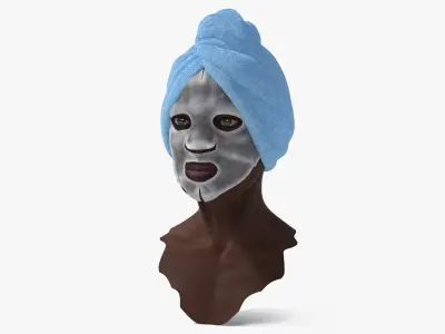  Cosmetic Facial Mask on Face Black Woman Fur 