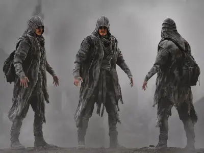 Post Apocalyptic Man Low-poly 3D model purchase