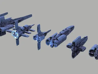 7 Spaceship Designs 3D model