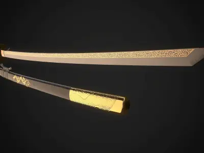 Set of japanese swords 05 3D Model Collection