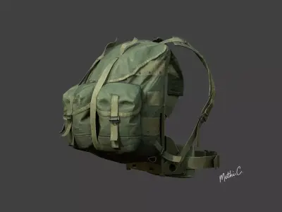 Military Backpack  Game Ready 3D Model Lowpoly ALICE PACK Low-poly 3D model