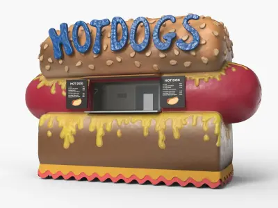 Hot Dog Shaped Food Stand 3D model