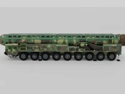 Hwasong-18 Missile Launcher Low-poly 3D model