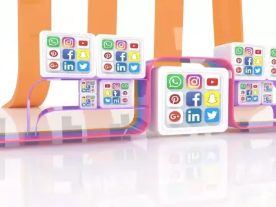 vertual set social media icons Free 3D model