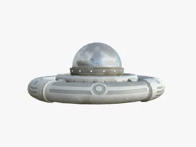 Alien Spaceship UFO E09 Full White - Sci Fi Spacecraft Design Low-poly 3D model