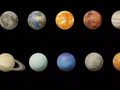 Photorealistic Solar System Free low-poly 3D model