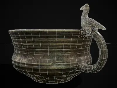 Bronze Bird Handle Cup Low-poly 3D model