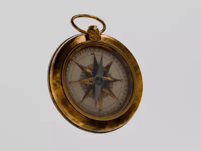 Steampunk Brass Pocket Compass  Detailed PBR 3D Model 3D model