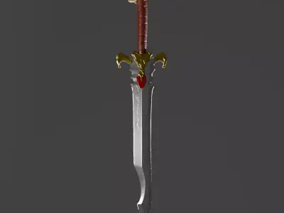 Fantasy Ornate Sword Game Ready low-poly 3d model Low-poly 3D model