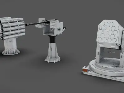 Deck Guns 02 Low-poly 3D model