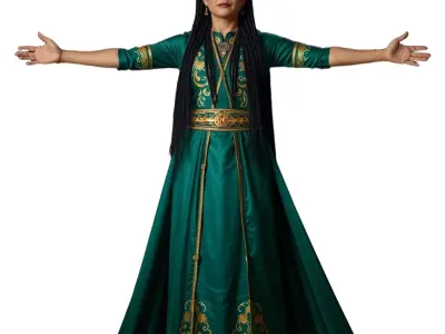 Elegant Green Dress model pack Low-poly 3D model