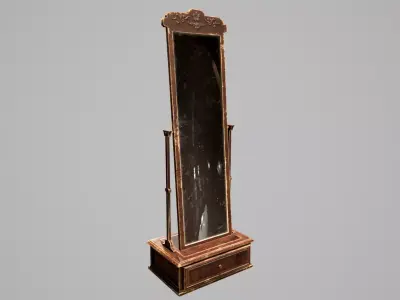 Antique Victorian Mirror Cabinet 3d Model Low-poly 3D model