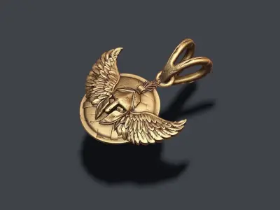 Spartan helmet  shield wings pendant 3D print model